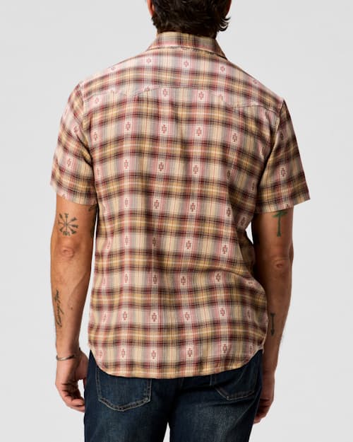 on model image of Short Sleeve Sawtooth Western Shirt