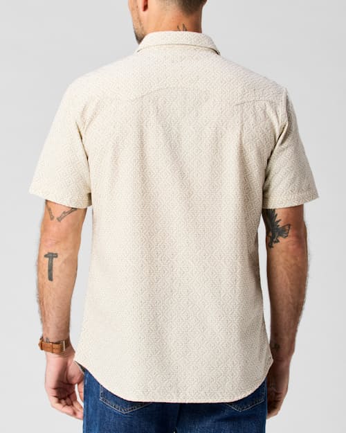 on model image of Short Sleeve Sawtooth Western Shirt