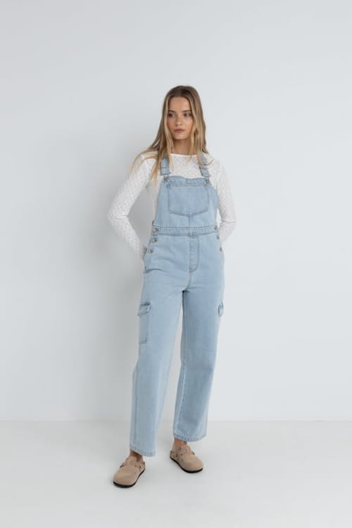 on model image of Women's Cargo Overalls