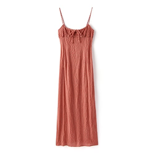 laydown image of Women's Lola Check Gathered Maxi Dress