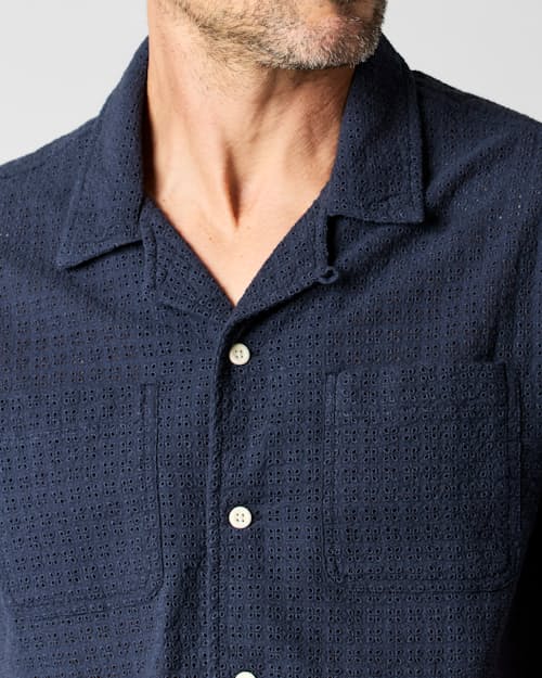on model image of Leisure Camp Collar Shirt