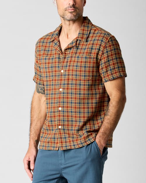 on model image of Leisure Camp Collar Shirt