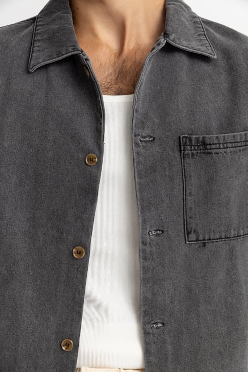 on model image of Heritage Denim Shirt