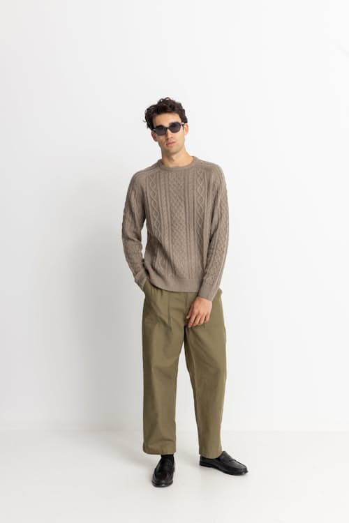 on model image of Mohair Fisherman Knit Sweater