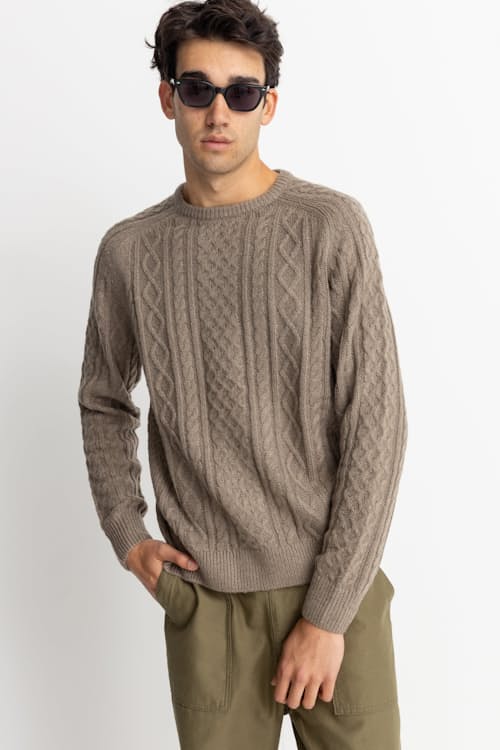 on model image of Mohair Fisherman Knit Sweater