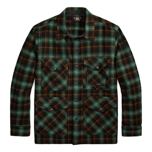 laydown image of Plaid Mason Overshirt