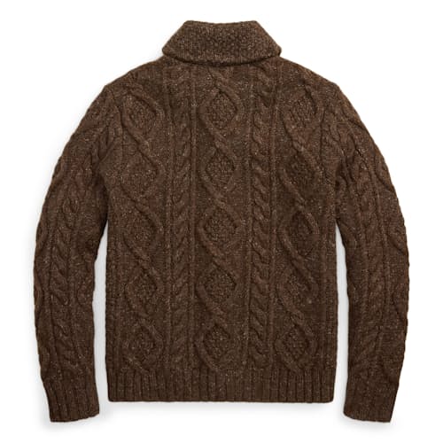 laydown image of Cableknit Shawl Cardigan Sweater
