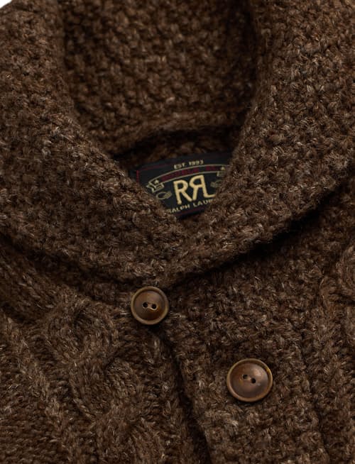 laydown detail image of Cableknit Shawl Cardigan Sweater