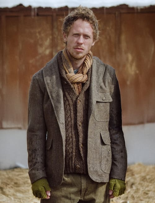 lifestyle image of Cableknit Shawl Cardigan Sweater