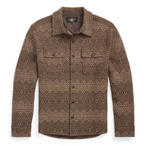 laydown image of Jacquard Camp Sweater Shirt