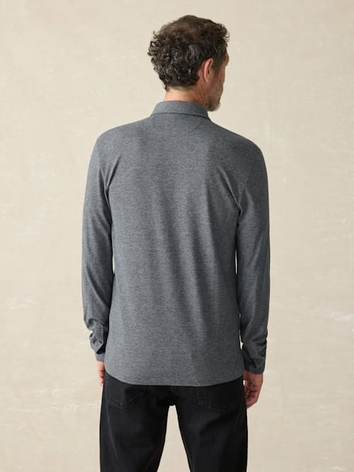on model image of Movement Pique Long Sleeve Polo