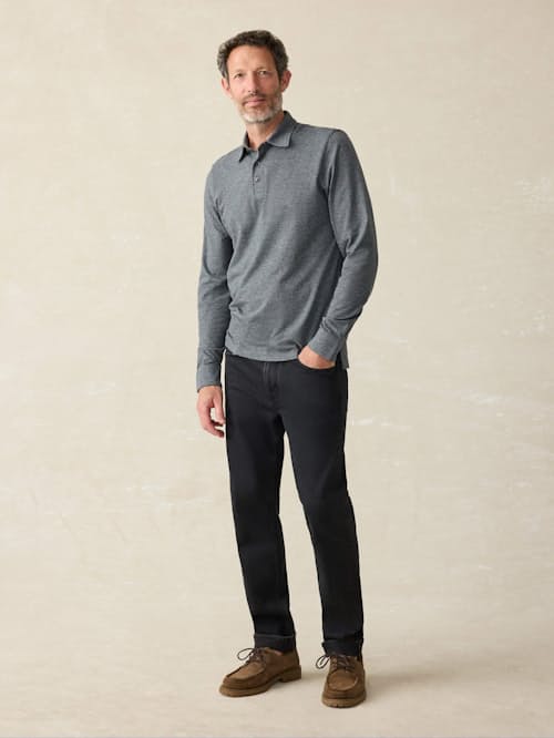 on model image of Movement Pique Long Sleeve Polo