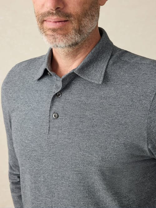 on model image of Movement Pique Long Sleeve Polo