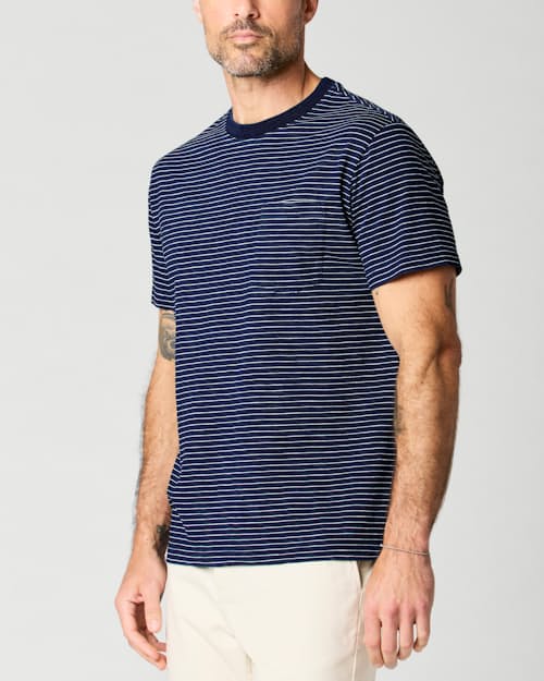 on model image of Stripe Pocket T-Shirt