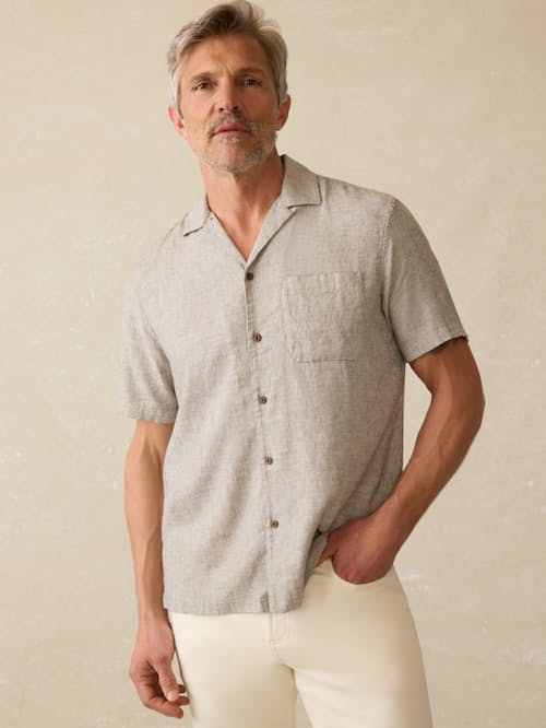 on model image of Breeze Camp Shirt