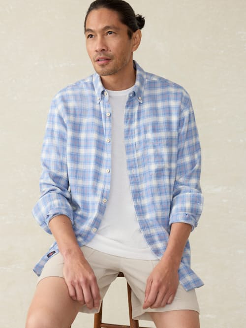 on model image of Breeze Long Sleeve Shirt