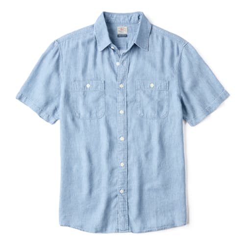laydown image of Tried and True Short Sleeve Chambray Shirt