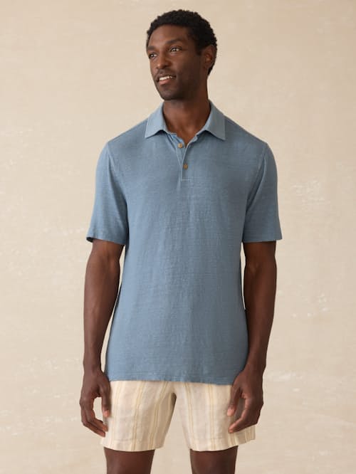 on model image of Linen Polo