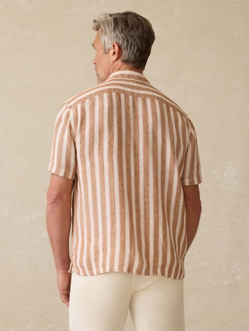 on model image of Palma Linen Short Sleeve Shirt