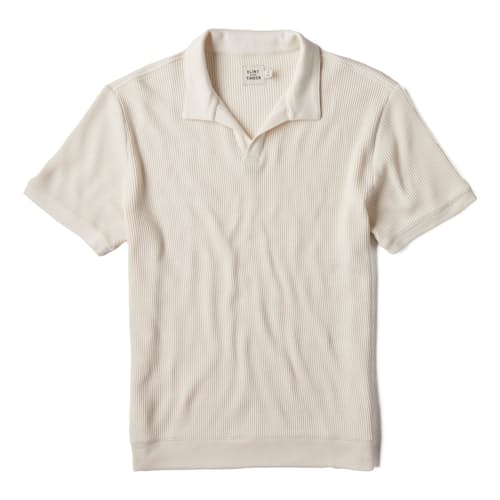 laydown image of Waffle Johnny Collar Knit Polo