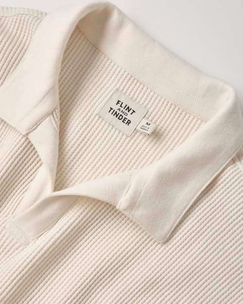 laydown detail image of Waffle Johnny Collar Knit Polo