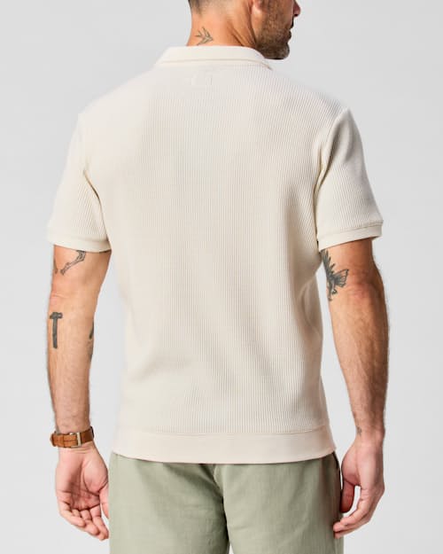 on model image of Waffle Johnny Collar Knit Polo