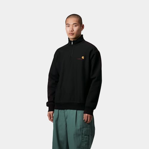 on model image of Half-Zip American Script Sweatshirt