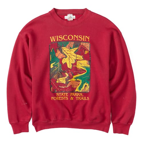 laydown image of Vintage 1990s Wisconsin Crewneck Sweatshirt