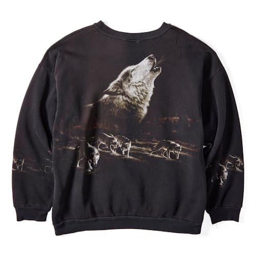 laydown image of Vintage 1990s Wolves Crewneck Sweatshirt