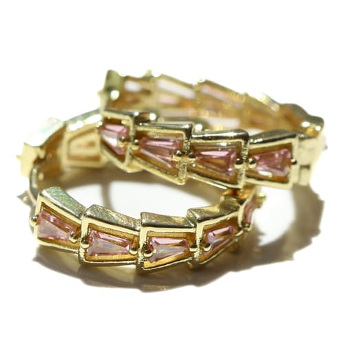 laydown image of Women's Lavender Pave Hoop Earrings