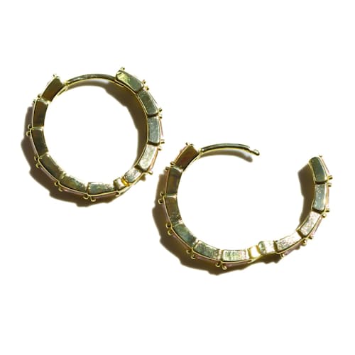 laydown image of Women's Lavender Pave Hoop Earrings