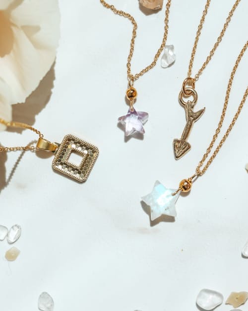 lifestyle image of Women's Moonstone Star Necklace