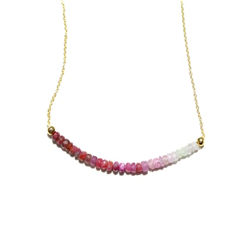 laydown detail image of Women's Ombre Ruby Bar Necklace