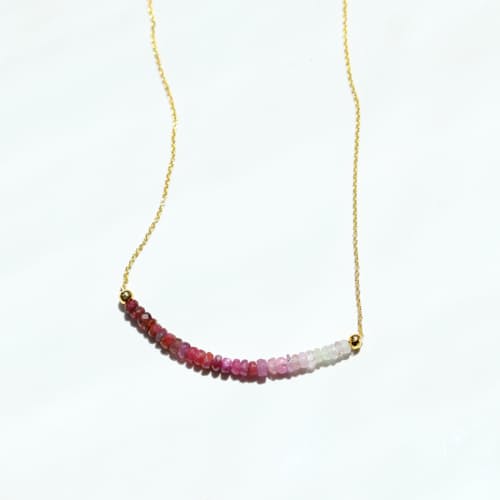 laydown detail image of Women's Ombre Ruby Bar Necklace