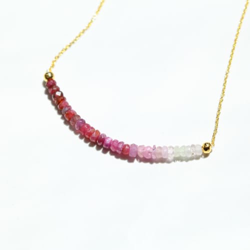 laydown detail image of Women's Ombre Ruby Bar Necklace