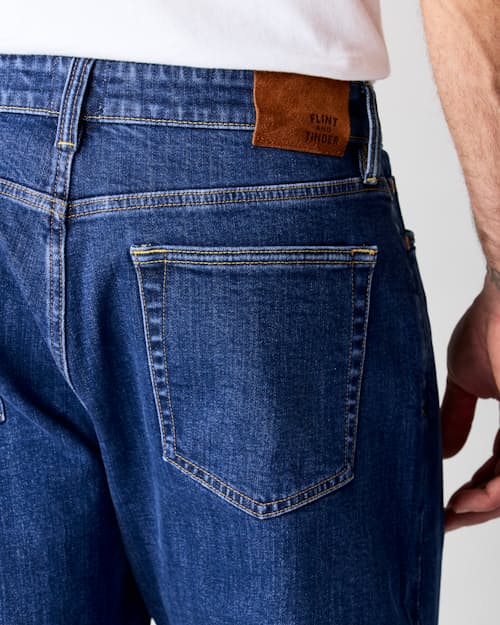 on model image of Stretch Selvedge Denim - HB Classic