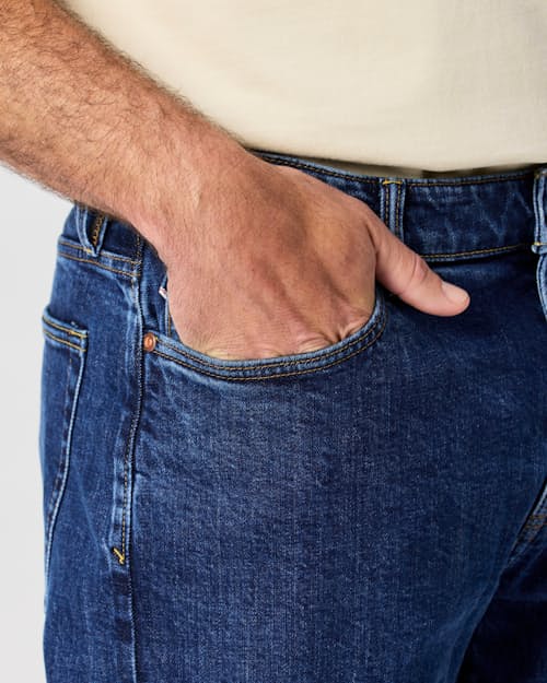 on model image of Stretch Selvedge Denim - HB Straight