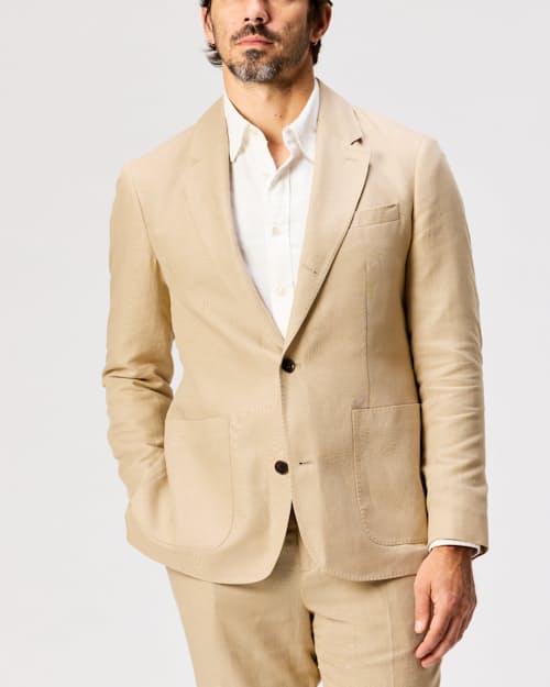 on model image of Linen Blazer