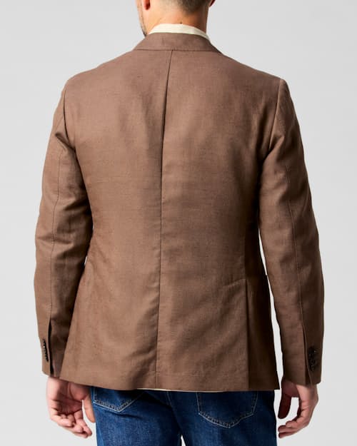 on model image of Rosedale Linen Classic Patch Pocket Suit Jacket