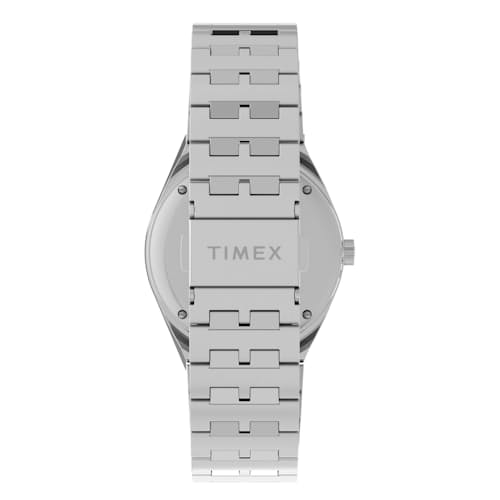 laydown image of Q Timex GMT 38mm Stainless Steel Watch