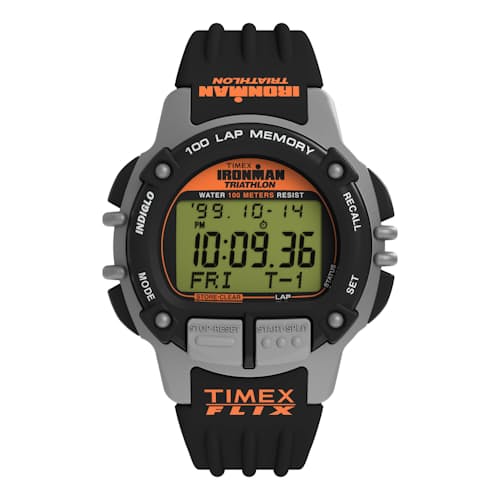 laydown image of TIMEX® IRONMAN® Flix 100 Lap 42mm PU Strap Watch