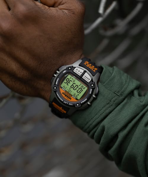 lifestyle image of TIMEX® IRONMAN® Flix 100 Lap 42mm PU Strap Watch