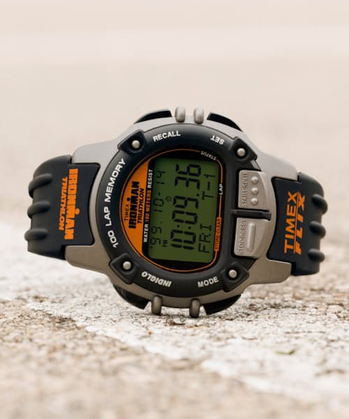 lifestyle image of TIMEX® IRONMAN® Flix 100 Lap 42mm PU Strap Watch