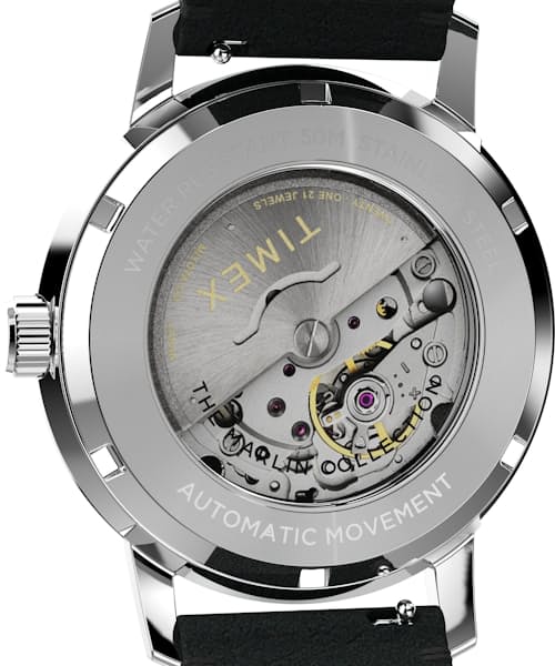 laydown detail image of Marlin® Automatic 40mm Leather Strap Watch