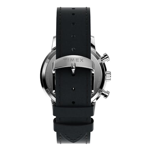 laydown image of Marlin® Chronograph Tachymeter 40mm Leather Strap Watch
