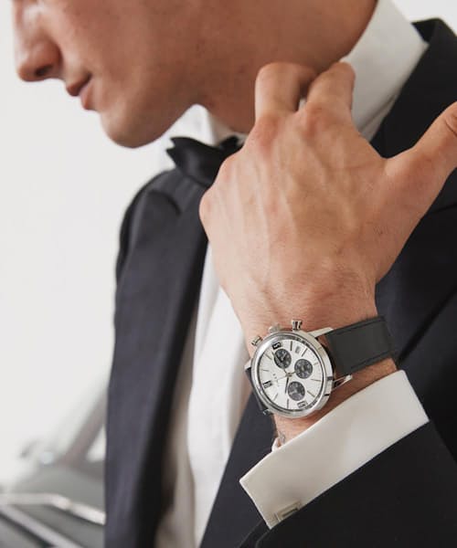 lifestyle image of Marlin® Chronograph Tachymeter 40mm Leather Strap Watch