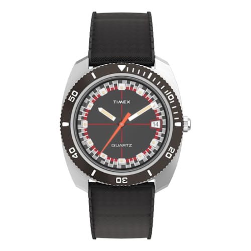 laydown image of Q Timex Reissue 1971 Velocity 36mm Synthetic Rubber Strap Watch