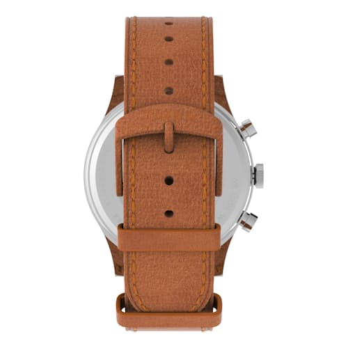 laydown image of Waterbury Traditional Chronograph 42mm Leather Strap Watch