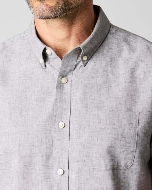 on model image of Wrinkle-Free Linen Short Sleeve Shirt
