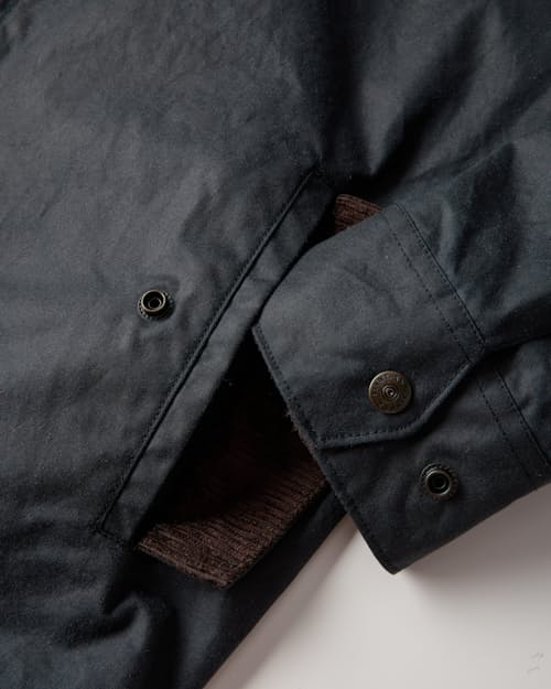 laydown detail image of Waxed Harrington Jacket